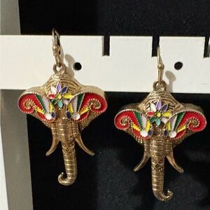 Colorful Enamel Elephant Dangling Earrings